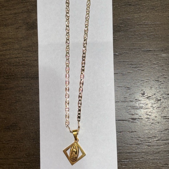 Plated Gold Virgin Mary Necklace - Picture 2 of 2